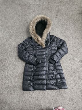 Atelier Noir by Rudsak Women's XL Black Faux Fur Hood Long Puffer Winter Coat